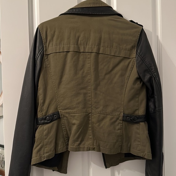 Neiman Marcus Army Green Leather Jacket XS - Picture 2 of 2